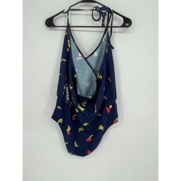 NWT Modcloth Watermelon Banana Halter Bodysuit Top L Navy Blue - Picture 4 of 6
